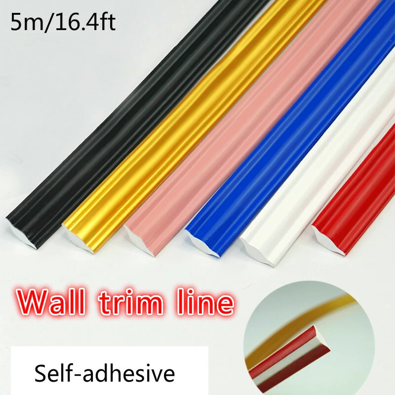 Self-adhesive Wall Molding Trim Caulk Strip Line Flexible Edge Corner Adorn Gold - Image 4 of 4