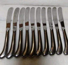 Stainless Table Knife Serrated Pistol Handle 10 Piece Unknown Manufacturer