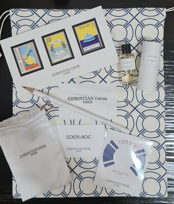 Christian Dior Eden Roc set - edp deluxe miniature 7.5ml splash, pouch, stickers