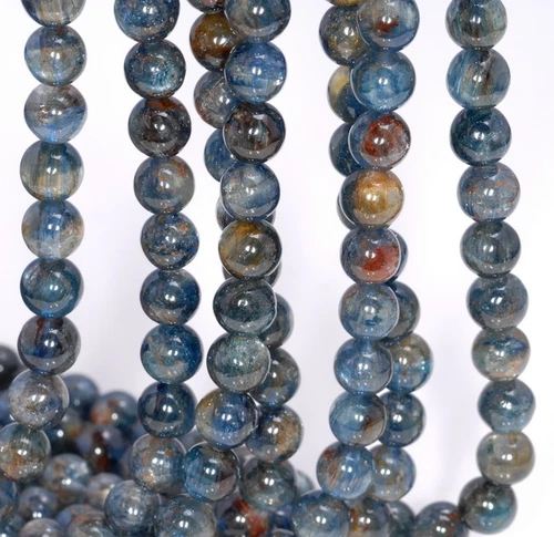 CUENTAS SUELTAS REDONDAS PIEDRAS PRECIOSAS CIANITA AZUL OSCURO 7 MM 15,5" - Imagen 4 de 4