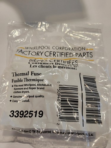 3392519 Factory Certified Whirlpool Part Dryer Thermal Protect Fuse - Picture 4 of 4