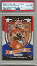 Trevor Lawrence 2021 Panini Prizm DP Red-White-Blue Prizm Rookie (#161) PSA 8