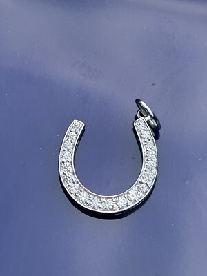 Tiffany Co Platinum PT950 Diamond Pave Horseshoe Charm