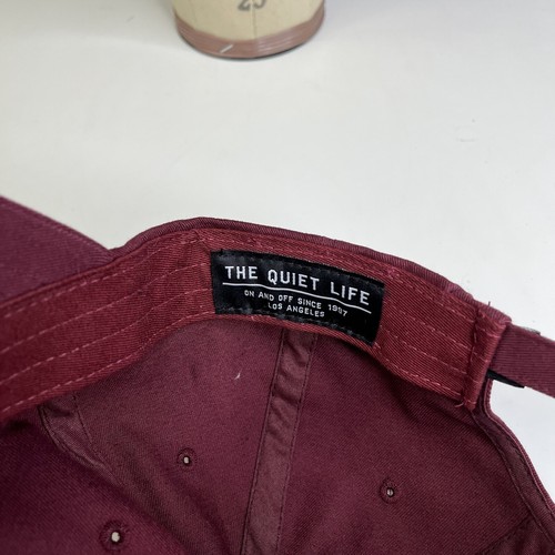 The Quiet Life 6-Panel Strap Back Hat Smiley Face - Burgundy Red - One Size - Picture 8 of 9