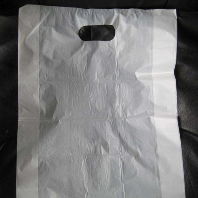 100 12 x 3 x 18" White Die Cut MDSE Handhole Plastic Merchandise Bag Handle Hole