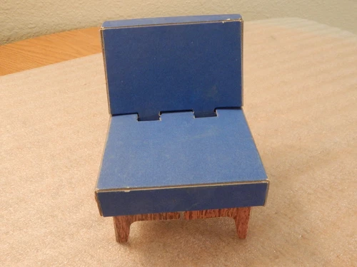 Vintage 1961 Barbie Dream House Furniture Accessory ~ Cardboard Blue Chair
