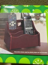 Wood TV Remote Control Caddy Holder Organizer w/rotating Stand NEW FREE SHIP