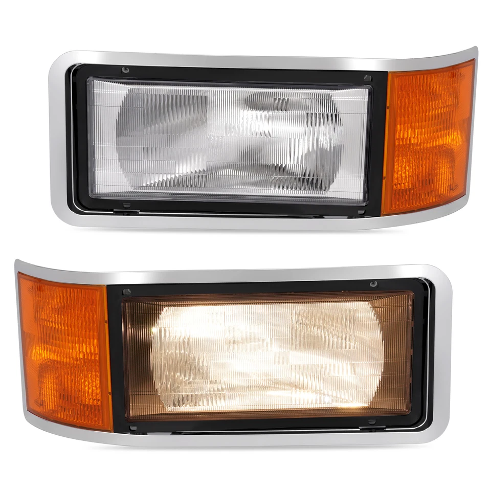 Headlights w/Bulb Driver&Passenger For Mack CH600 CH612 CH613 1990-2006 25154252 - Image 3 of 4