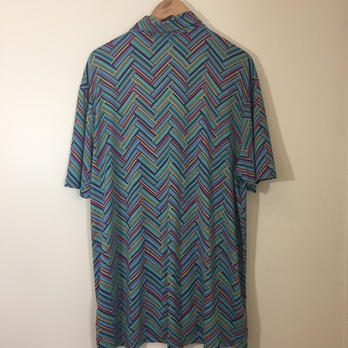 Ibkul Polo Shirt Mens XL Golf UPF 50 Colorful Chevron Athleisure Wicking - Picture 5 of 10