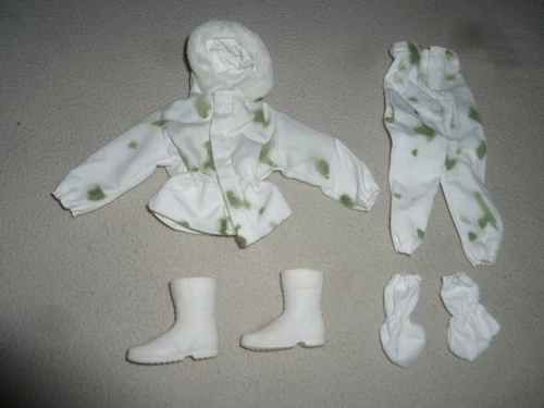 VINTAGE GI JOE WINTER CAMO SNOW OUTFIT LOT BOOTS PANTS JACKET 1/6 21ST TOYS 12"