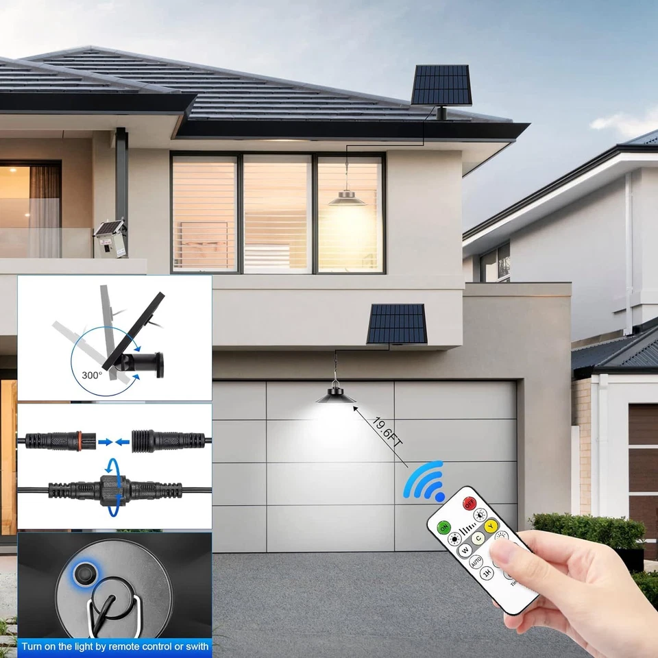 Solar Hängeleuchte Hängelampe für Außen Innen 3 Modi Solarlampen Pendelleuchte - Bild 3 von 4