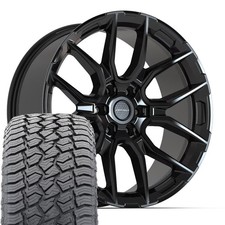 Df18c Black 22x9 Wheels 28545r22 At2 Tires Set Fits Ford Lincoln