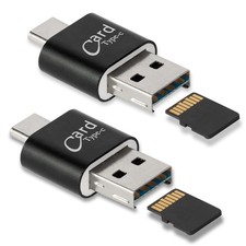 2 Pack Micro SD Card Reader for Android 3 IN 1, 2 Pack Black Mini