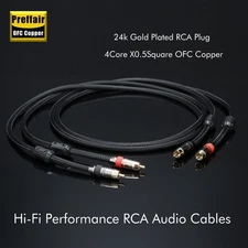 Pair OFC HiFi RCA Audio Cable With Gold Plated Signal Interconnect Cord
