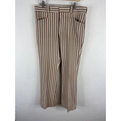 パンツ 70s~80s Vintage nep stripe wool slacks Vintage 70s Striped Trousers Brown Tan White Knit Disco Pants Mens