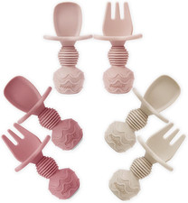 6 Pack Silicone Baby Spoons and Fork Feeding Set- Anti-Choke First Self Feeding