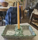 Rare Vintage 1950s McCoy Green Gray Planter & Candlestick Holder Very Rare!