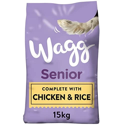 Wagg Senior Complete Dry Dog Food Chicken & Rice 15kg - 28% Meaty Ingredients UK