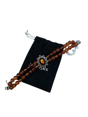 Vintage Judith Jack 2 Strand Amber Bracelet Floral Filigree Cabochon Marcasite