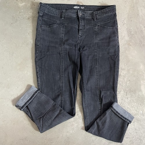 Old Navy Rockstar Super Skinny Mid Rise Black Denim Jeans Size 14 - Foto 1 di 11