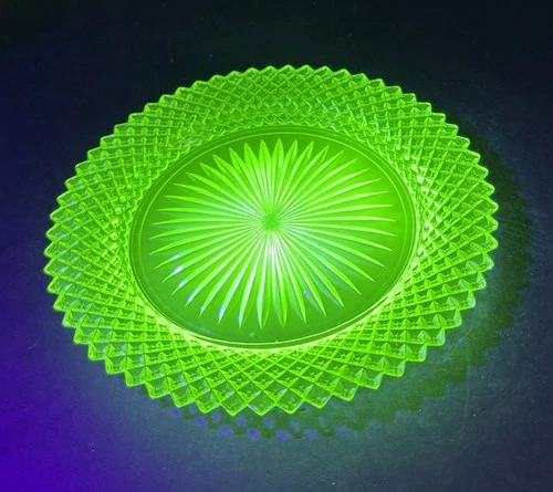 1930's Vintage Anchor Hocking Miss America Green Uranium Bread & Butter Plate