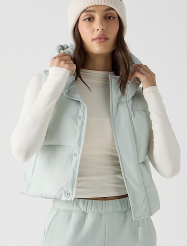 + Fabletics Essential  Cropped Hooded Puffer Vest Light  Green Size X-Small