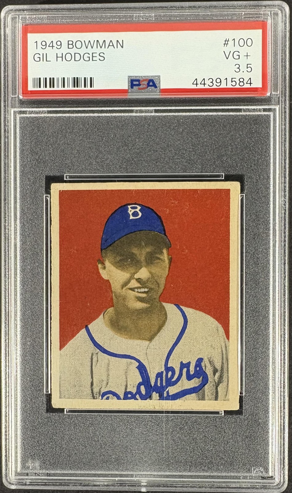 1949 Bowman #100 Gil Hodges RC Rookie PSA 3.5 VG+ Nice Color New Label