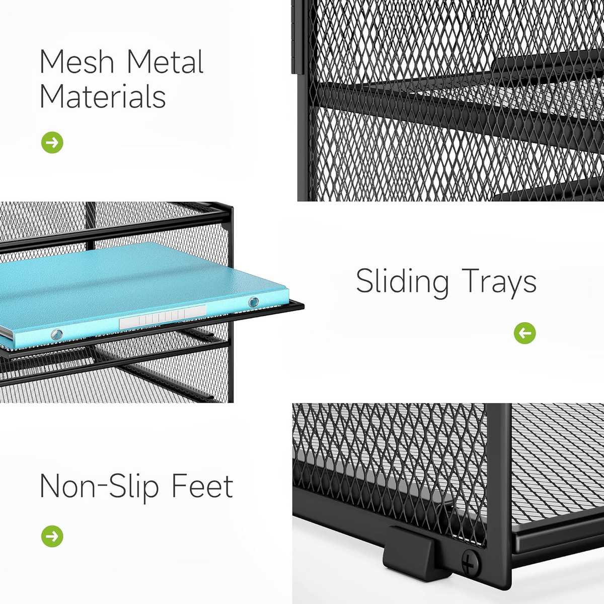 Pulto Document Tray Metal Matt Black With Felt | Elegant Desk