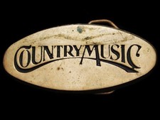JI15164 NICE VINTAGE 1970s  COUNTRY MUSIC  SOLID BRASS BELT BUCKLE