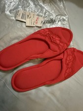 Vintage Women s Vanity Fair Slippers Tartan RED- Size Small 5/6- NIP USA