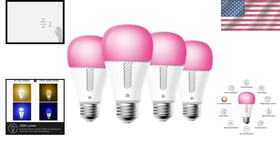 Smart LED Light Bulb, 1000 Lumens, 16M Colors, Dimmable, A19 - Image 2 of 4