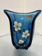 Fenton 2007 Cherry Blossoms on Indigo Blue Vase # 8155 4B