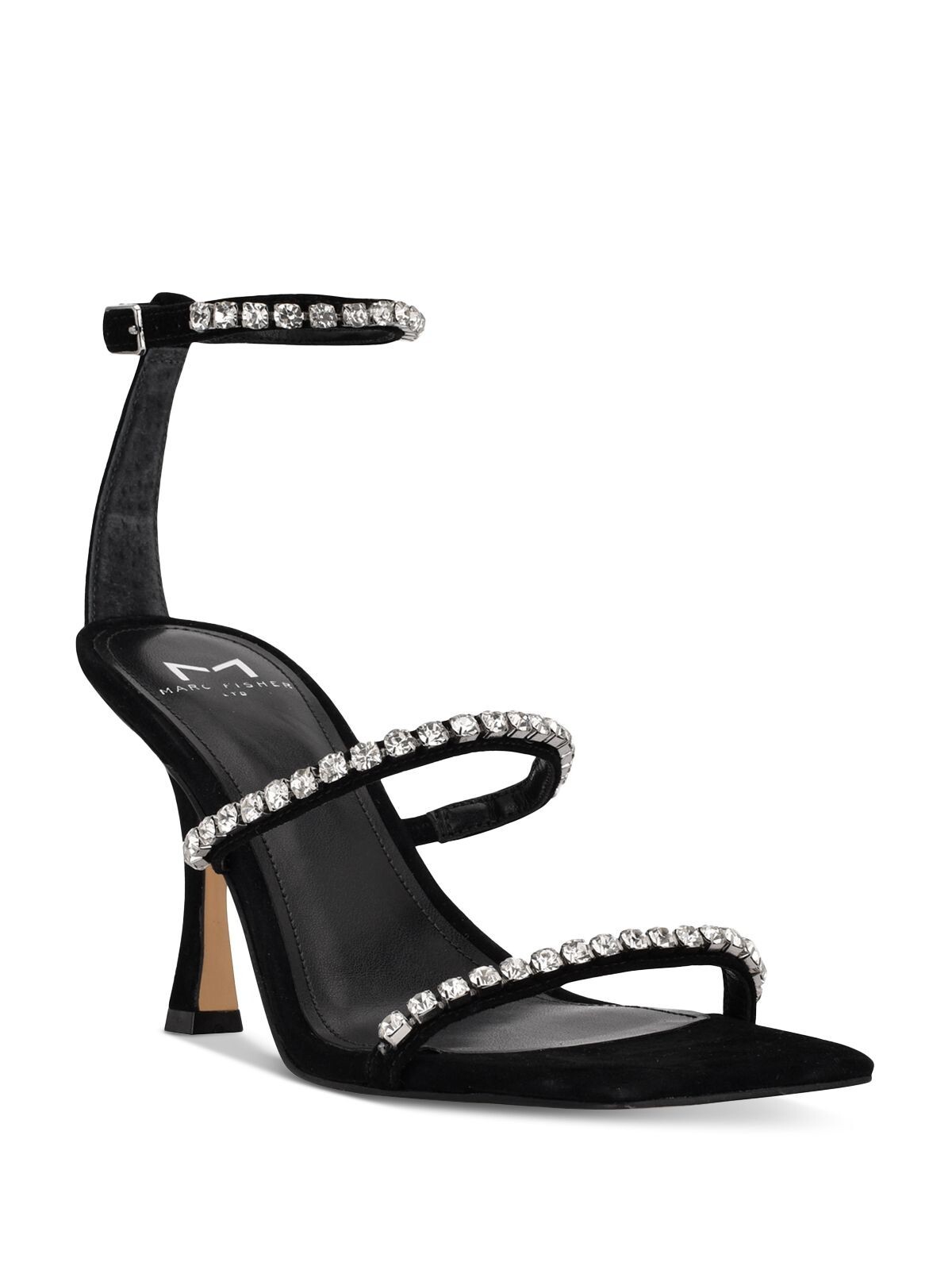 MARC FISHER LTD Womens Black Dezzi Square Toe Stiletto Heeled Sandal 5 M