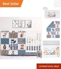 Cozy 3-Piece Woodland Crib Bedding Set - Includes Blanket, Sheet  Skirt