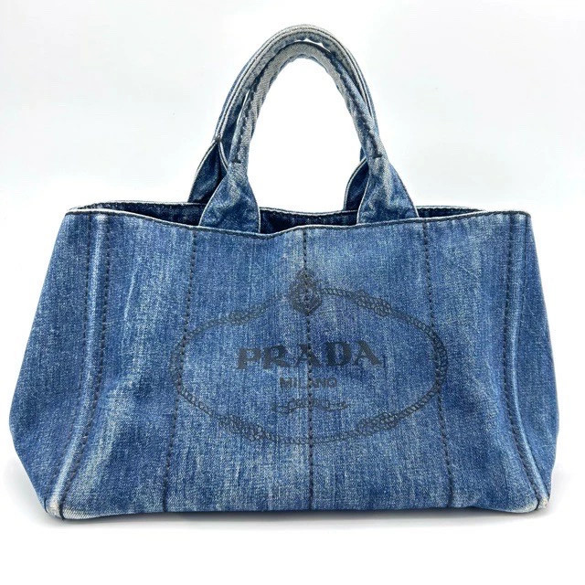 Prada Canapa Denim Capacity B1877B Tote Bag Used Item Used-B Pawn Shop Kantei K