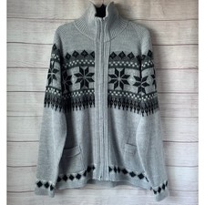 Vintage London Fog Men's Cardigan Sweater Fair Isle Zip Up Front Size XL