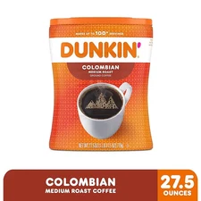 Dunkin' Colombian Ground Coffee Medium Roast 27.5 or 55 oz ( 2 value packs )