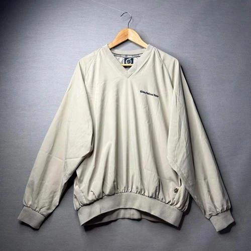 Sunderland Of Scotland Windbreaker Pullover Tan V-Neck Golf Jacket XL - product listing photo