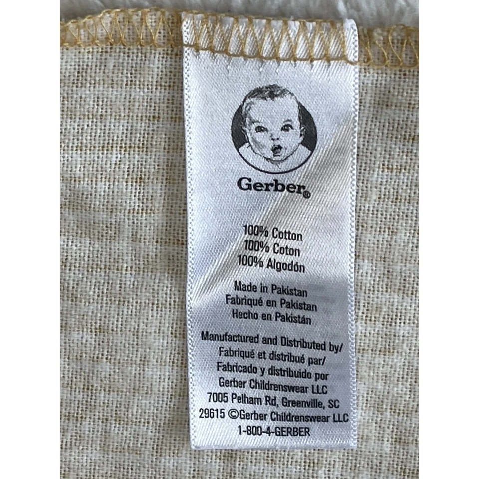 Gerber Gold Receiving Blanket Flannel White Striped Cotton Security Lovey 28x29 - Image 4 of 4