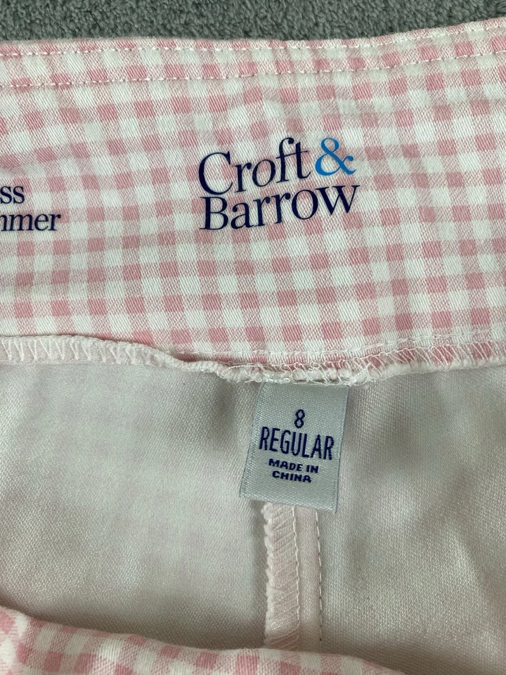 Croft & Barrow Women’s Bermuda Shorts Sz 8 Pink White Check Stretch C16 - Image 3 of 4