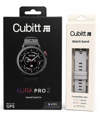 Cubitt Aura Pro 2 Smartwatch AI Voice Assistant GPS - Black and Wolf Gray Bands