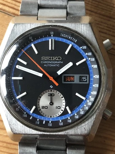 Vintage Seiko Chronograph 6139 Day Date Automatic Watch + Subdial & Tachymeter