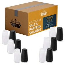 Disposable Plastic Salt and Pepper Shakers Set Bulk 12 Pack 6 Prefille