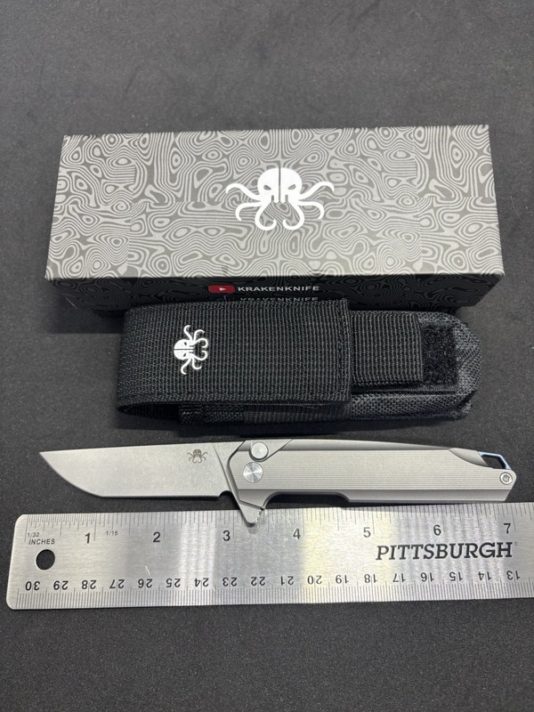 Kraken Knife 14C28N 14c28n stainless blade titanium frame lock drop point