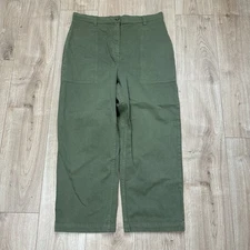 Toast Fatigue Pants, Workwear Utility Canvas Green High Waisted, Size Womens W36