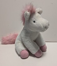 FAO Schwarz Plush Horse Pony Pink White Stuffed Animal Toy 13  EUC B8