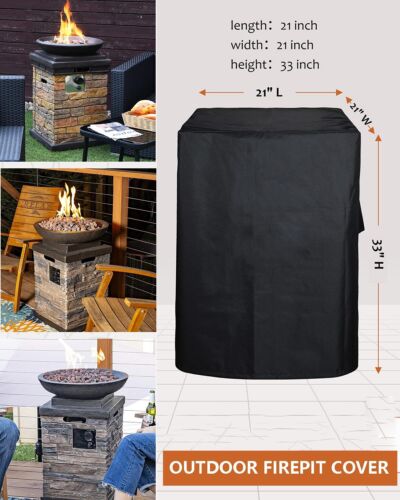 Fire Pit Cover Square 21" L x 21" W x 33" H Waterproof Outdoor Propane Column... - Picture 2 of 8