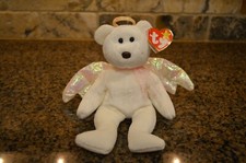 Retired TY HALO the Angel Bear 1998 Beanie Baby Very Rare (Brown nose/errors)