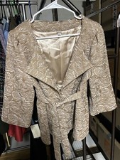 Elizabeth Gillett Nyc Brocaded Beige Jacket Women's M Dressy Office Career Wear