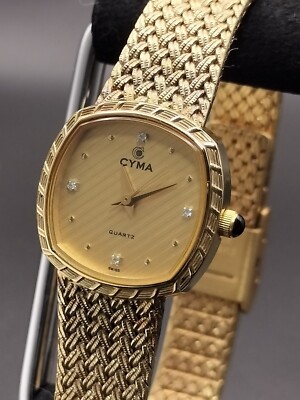 Top Zustand CYMA Square 616 Quarz Damenuhr Batterie erneuert